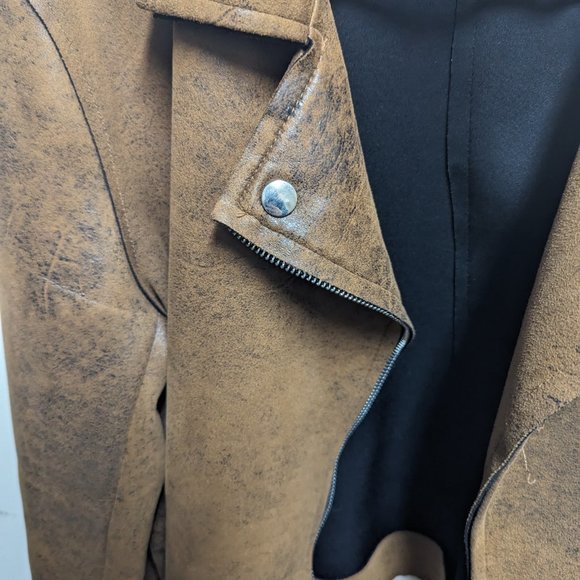 💖HP💖 Coffee Shop New Your Brown Sued Leather Jacket - Picture 3 of 8